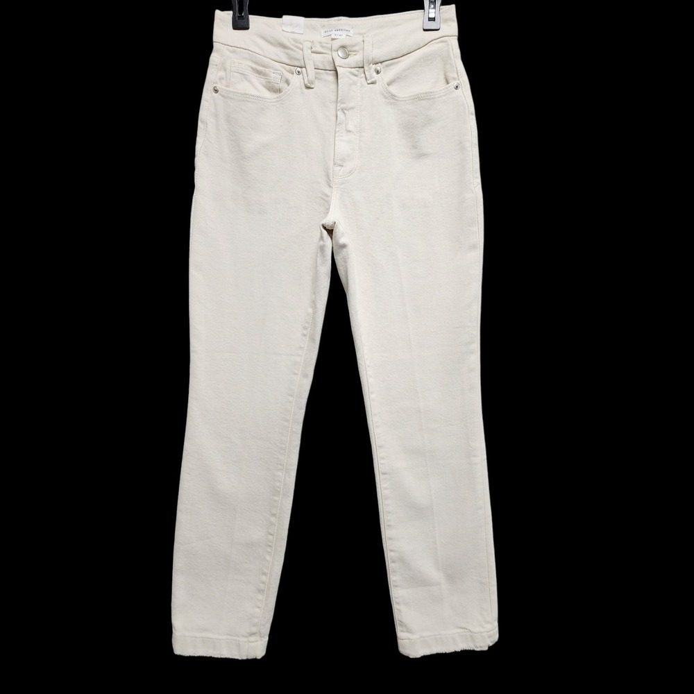 Good American Good Classic Jeans Womens 4/27 Cream Slim Fit‎ High Rise NEW NWOT